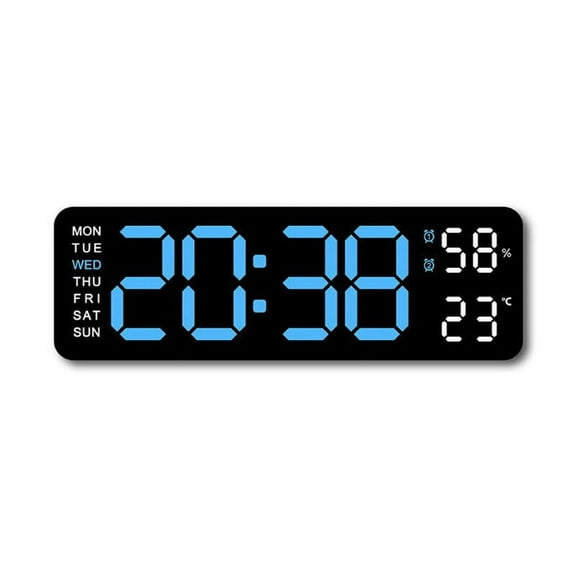 Digital LED Desk Alarm Clock Large LED Display Wall Clock Temperature Humidity