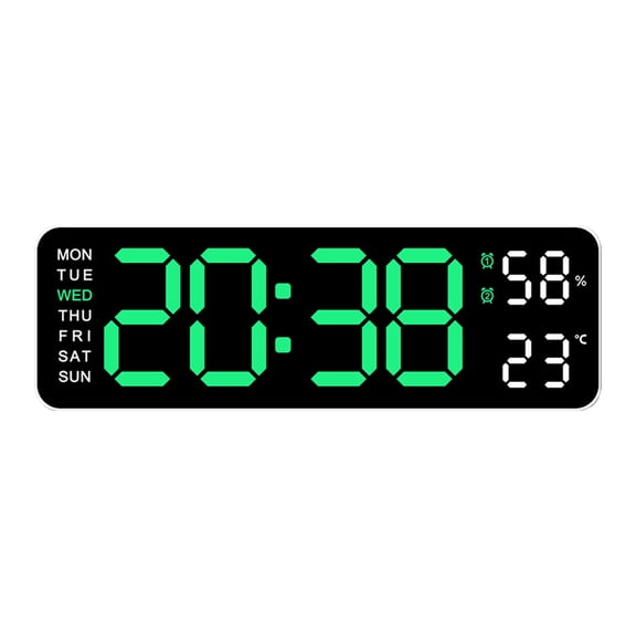 Digital LED Wall Alarm Clock with 9in LED Calendar and Temperature Display for Bedroom Living Room Desktop Decoration