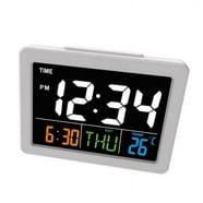 MainStays Black Atomic Digital Calendar Desk Alarm Clock with ...