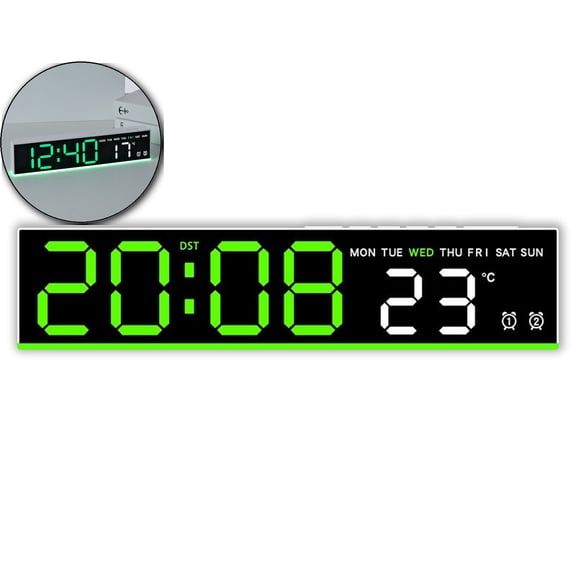Digital Large Alarm Clock, High Definition LED Digital Clock Large Display for Clear Reading in Any Light Features Date, Month, Temperature LED for Desk, Wall, Living Room