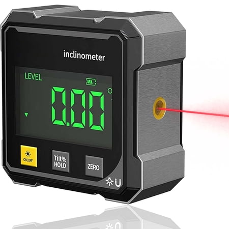 Digital Laser Angle Finder Protractor Tool, 4×90° High Accuracy Measuring Tool with Large LED Display, Magnetic Base, USB Rechargeable for Woodworking, Metalworking, Construction & DIY