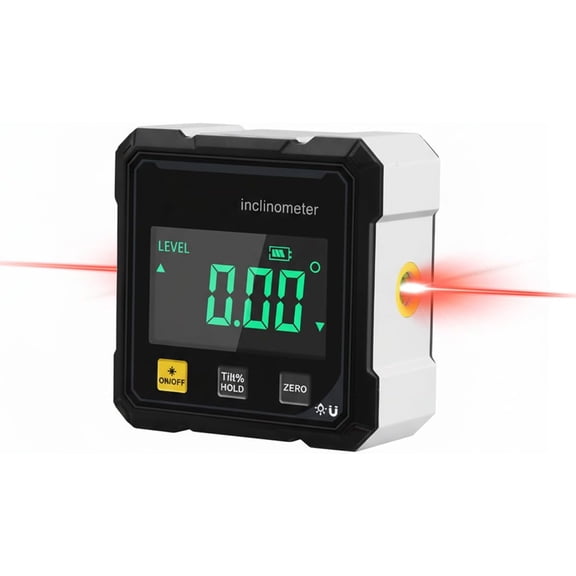 Digital Laser Angle Finder Protractor Tool, 4-Sided Magnetic Base & Laser Guide for Instant Measurements, USB Rechargeable for Carpentry, Tile & Home Renovation