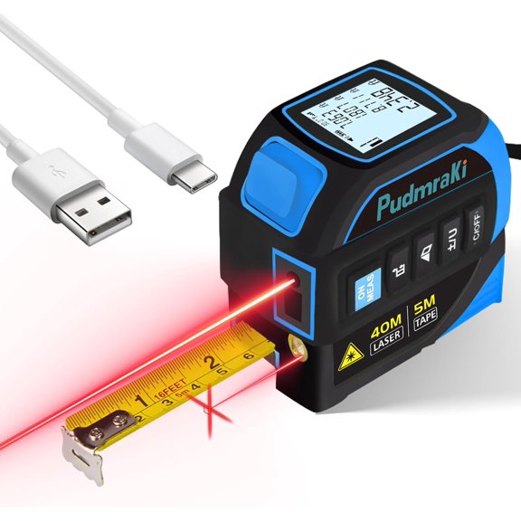 Digital Laser Measuring Tape with 40M Laser & 5M Tape Dual Measurement System with LCD Display Multi-Function Precision Measuring Tool for Home Construction DIY