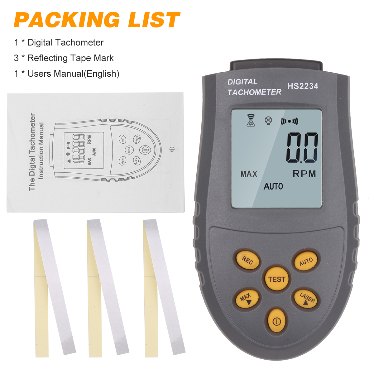 Digital Laser Tachometer LCD RPM Test Small Engine Motor Speed Gauge