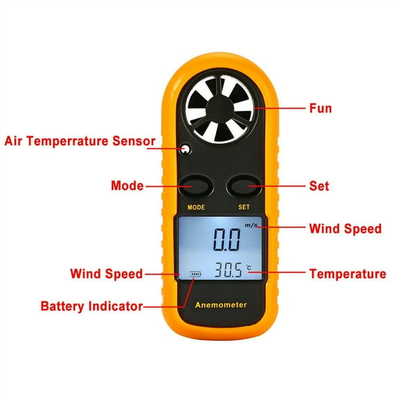 Digital Lcd Air Wind Speed Anemometer Temperature Gauge Meter Tester Thermometer