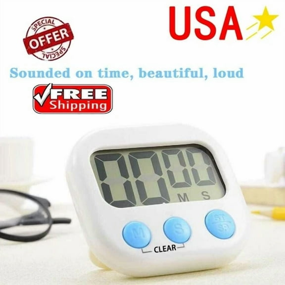 Digital Lcd Screen Kitchen Timer Magnetic Food Steaming Cooking Loud Alarm