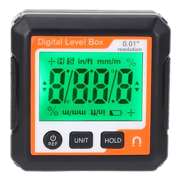 Digital Level Box with Magnet, Electronic Angle Gauge Inclinometer Protractor for Woodworking and Auto Repair (Orange/White)
