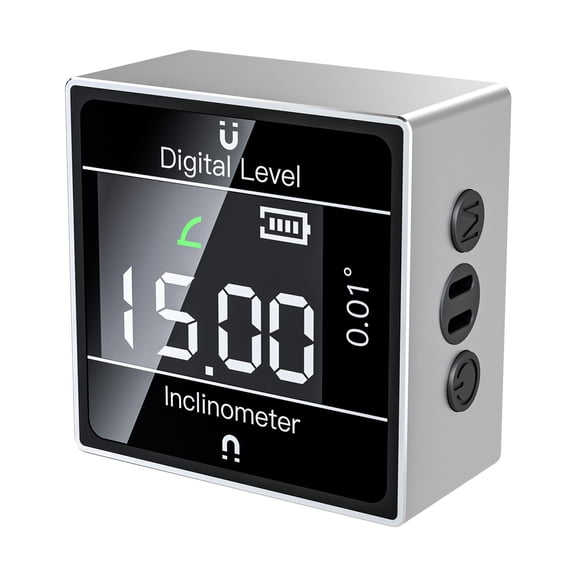 Digital Level and Angle Finder, Magnetic Inclinometer Gauge with LCD Screen, Rechargeable Mini Protractor Tool for Woodworking, Construction