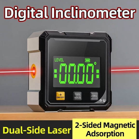 Digital Level with Laser, Electronic Angle Finder, High Precision Inclinometer, Slope Measuring Tool