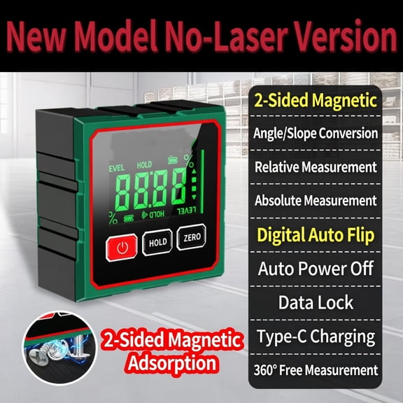 Digital Level with Laser, Electronic Angle Finder, High Precision Inclinometer, Slope Measuring Tool
