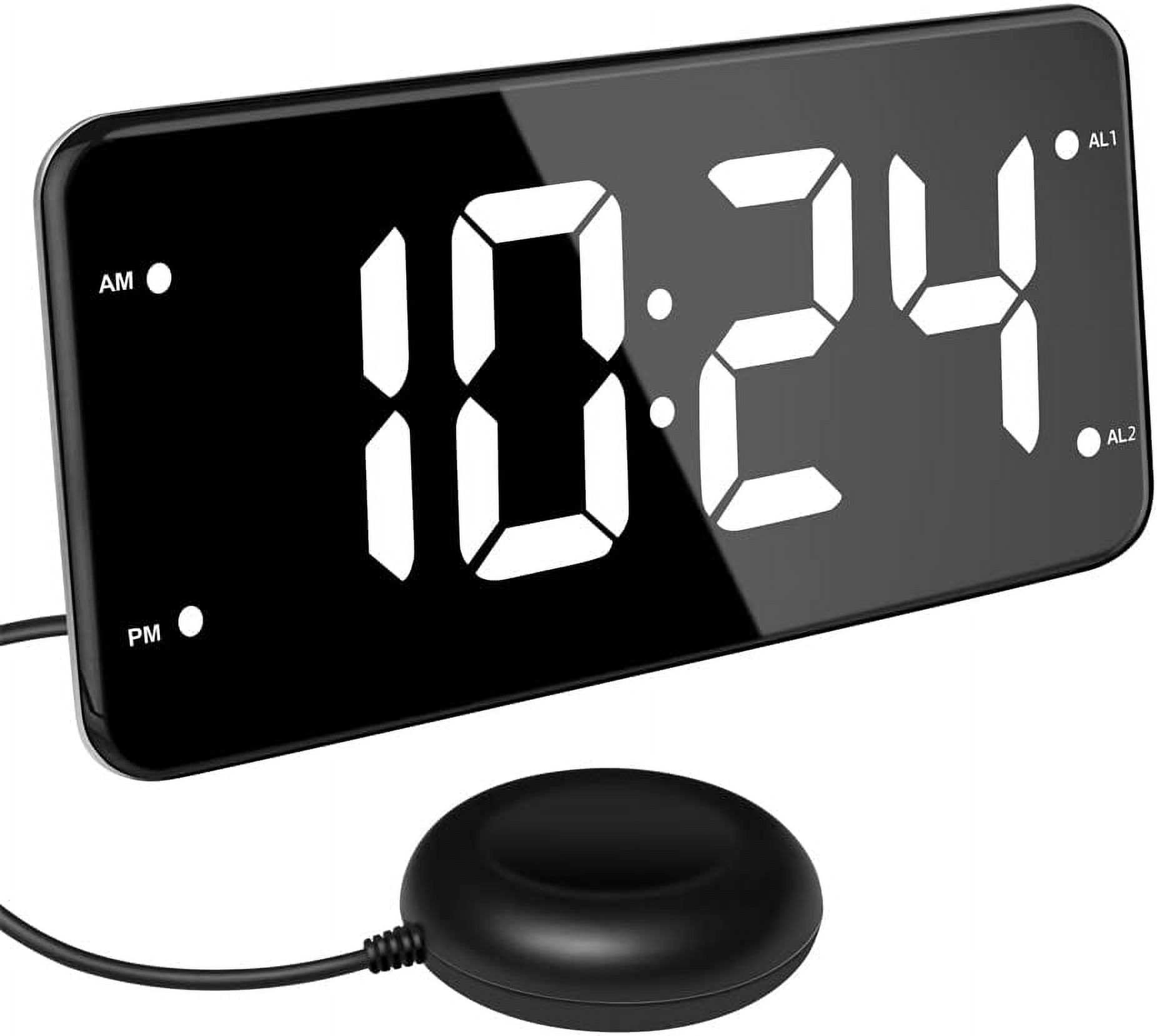 Digital Loud Alarm Clock for Heavy Sleepers Adults with Bed Shaker Ideal for Hearing Impaired