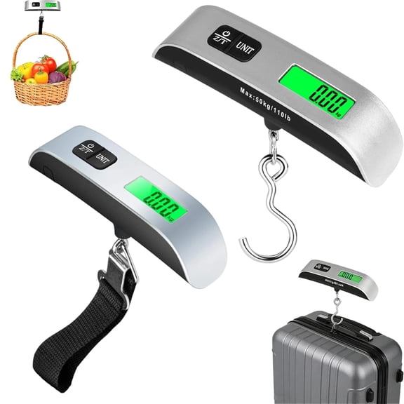 Digital Luggage Scale, 110lb Portable Luggage Weight Scale for Travel with Backlit LCD, 4-Unit Switching, Non-Slip, for Luggage, Backpacks, Packages