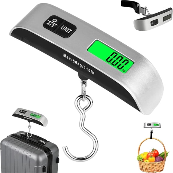 Digital Luggage Scale, 110lb Portable Luggage Weight Scale for Travel with Backlit LCD, 4-Unit Switching, Non-Slip, for Luggage, Backpacks, Packages