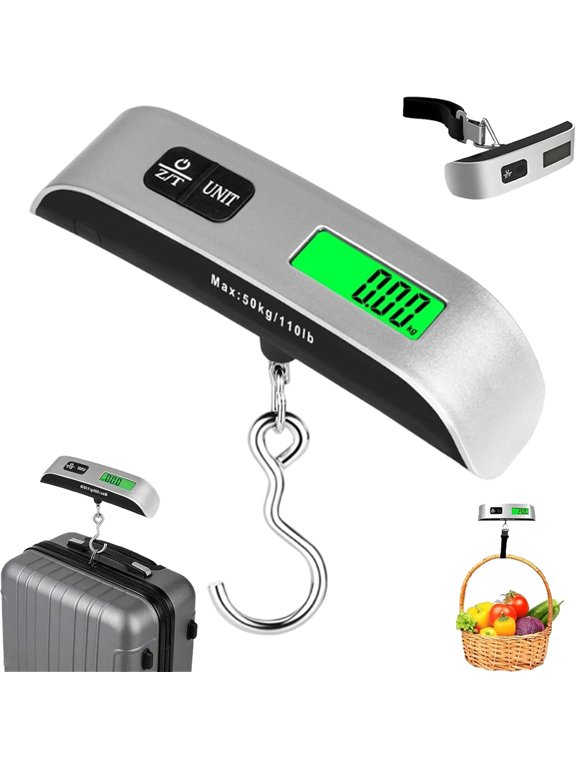 Digital Luggage Scale, 110lb Portable Luggage Weight Scale for Travel with Backlit LCD, 4-Unit Switching, Non-Slip, for Luggage, Backpacks, Packages