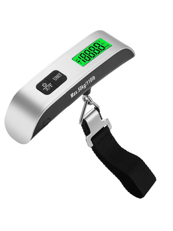 Digital Luggage Scale, 110lb Portable Suitcase Weight Scale for Travel with Backlit LCD, 4-Unit Switching, Non-Slip, Luggage Scale for Luggage, Backpacks, Packages