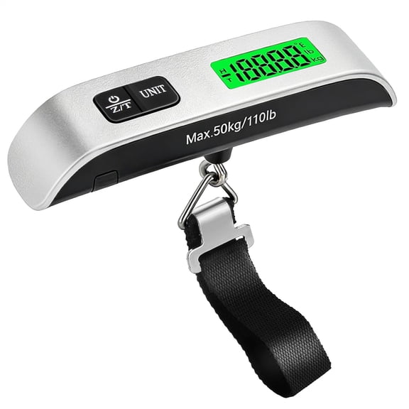 Digital Luggage Scale, 110lb Suitcase Weight Scale for Travel with Backlit LCD Display, 4-Unit Switching, Portable Hanging Baggage Luggage, Backpacks, Packages (Battery Included)