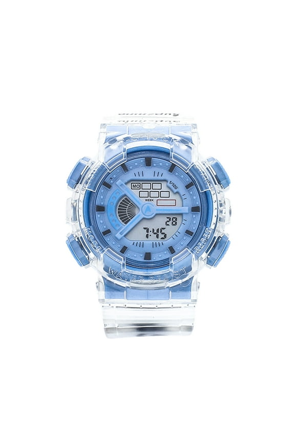 Digital Luminous Waterproof Watch With Alarm, Week Display And Stopwatch, Alloy Back PVC Strap For Ages 8 And Up