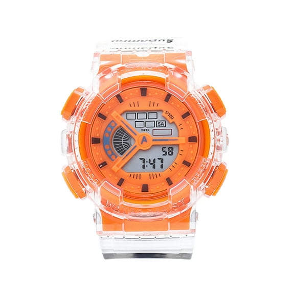 Digital Luminous Waterproof Watch With Alarm, Week Display And Stopwatch, Alloy Back PVC Strap For Ages 8 And Up