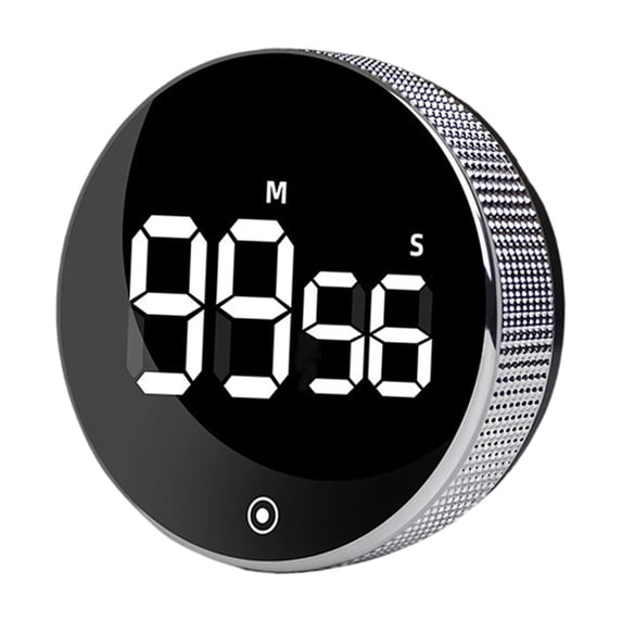 Digital Magnetic Timer for Kitchen Cooking, Rotating Dial Countdown Alarm with Loud Alert & Clear Display for Baking Grilling Study Silver