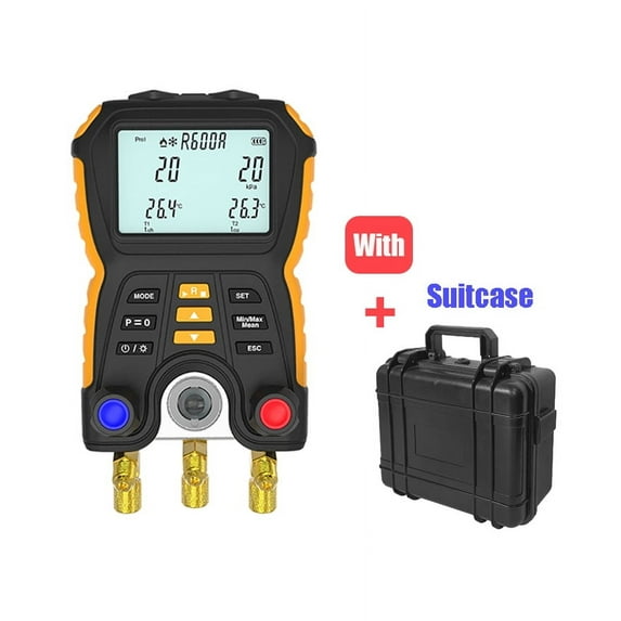 Digital Manifold Meter Refrigeration Compression Gauge Digital Pressure Tonometer Vacuum Pressure Temperature Test Air-Condition ,Accurate and Precise Gauges