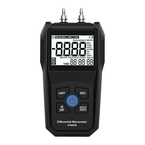Digital Manometer Differential Pressure Gauge High Accuracy Air Pressure Meter with 11 Selectable Unit