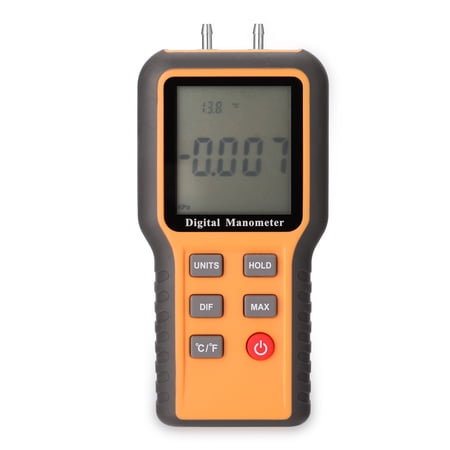 Digital Manometer LCD Display ? ? Switchable 12 Pressure Units Adjustable Indoor Temperature Measurement Tool Pipes Pressure Measuring Device