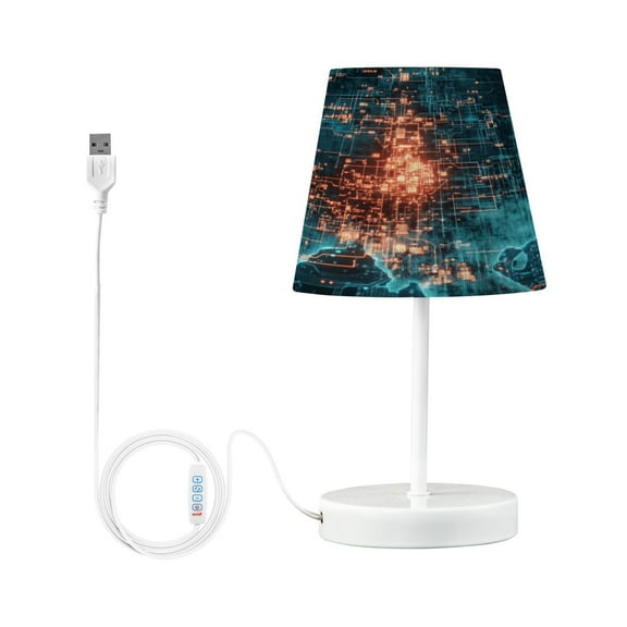Digital Map Desk Lamp LED Table Nightstand Lamps with 3 Color Temperatures for Home Bedroom Living Room Decor 6x11