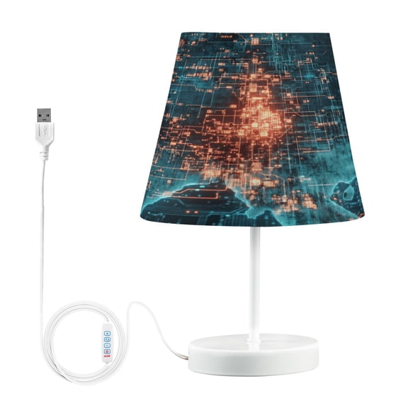 Digital Map Desk Lamp LED Table Nightstand Lamps with 3 Color Temperatures for Home Bedroom Living Room Decor 8x12