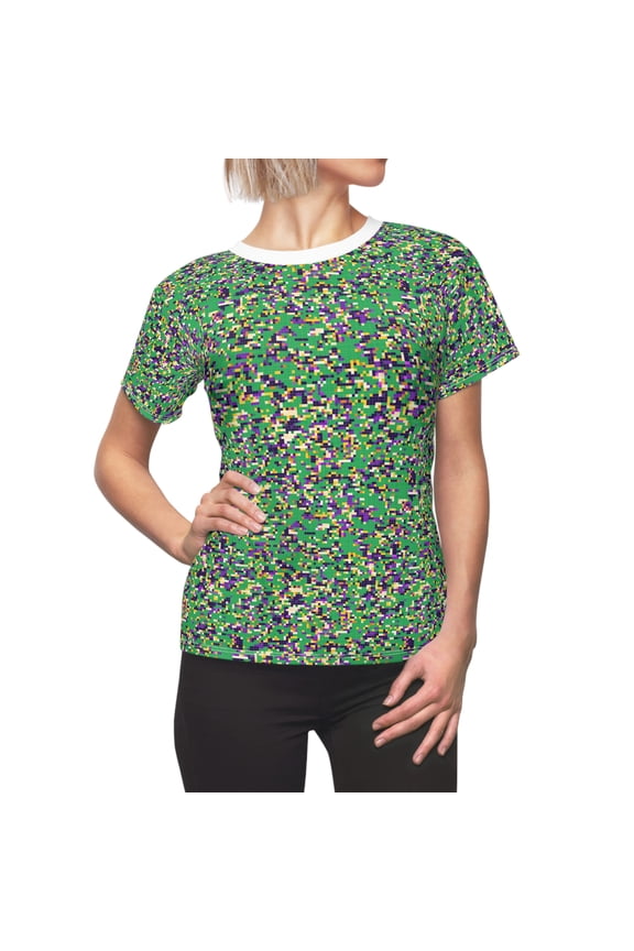 Digital Mardi Gras Camo T-shirt for Women - Camo Color Code 0099