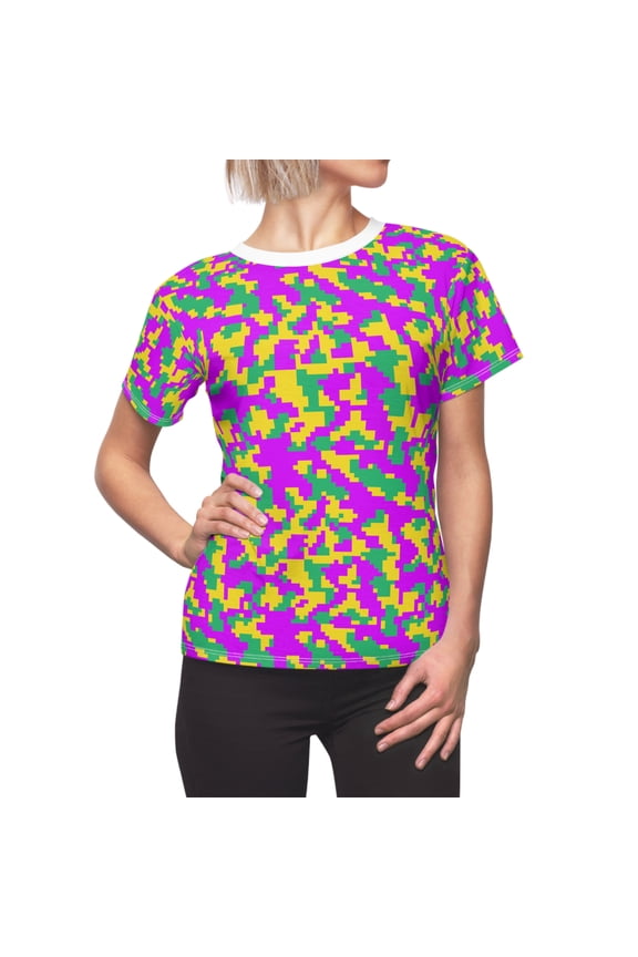 Digital Mardi Gras Camo T-shirt for Women - Camo Color Code 0103