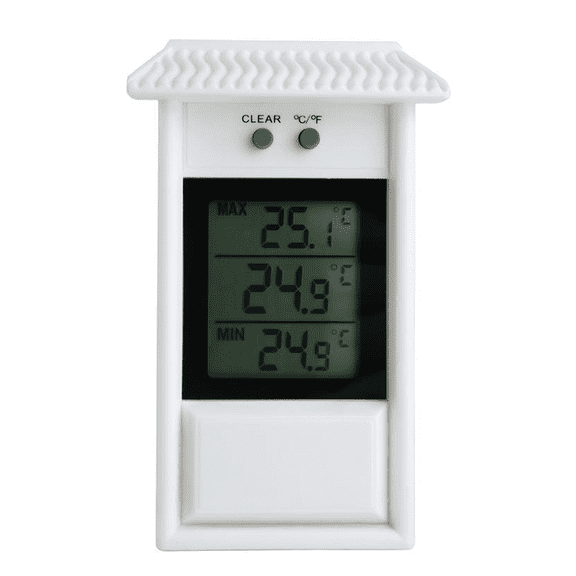 Digital Max Min Greenhouse Thermometer For Indoor Or Outdoor Use Easily Wall Mounted - White