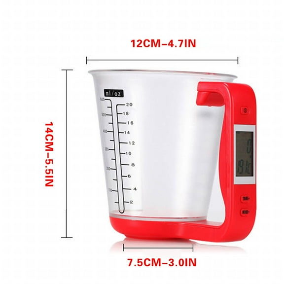 Digital Measuring Cup with LCD Display, 500g/0.1g Multifunctional Kitchen Scale for Liquid and Dry Ingredients ( Red )