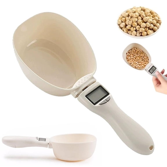 Digital Measuring Scoop Scale, Large Pet Food & KitchenScoop with Built-in Scale, Accurate Gram/Oz Measuring Spoon for Dog Cat Feeding, Baking & Coffee