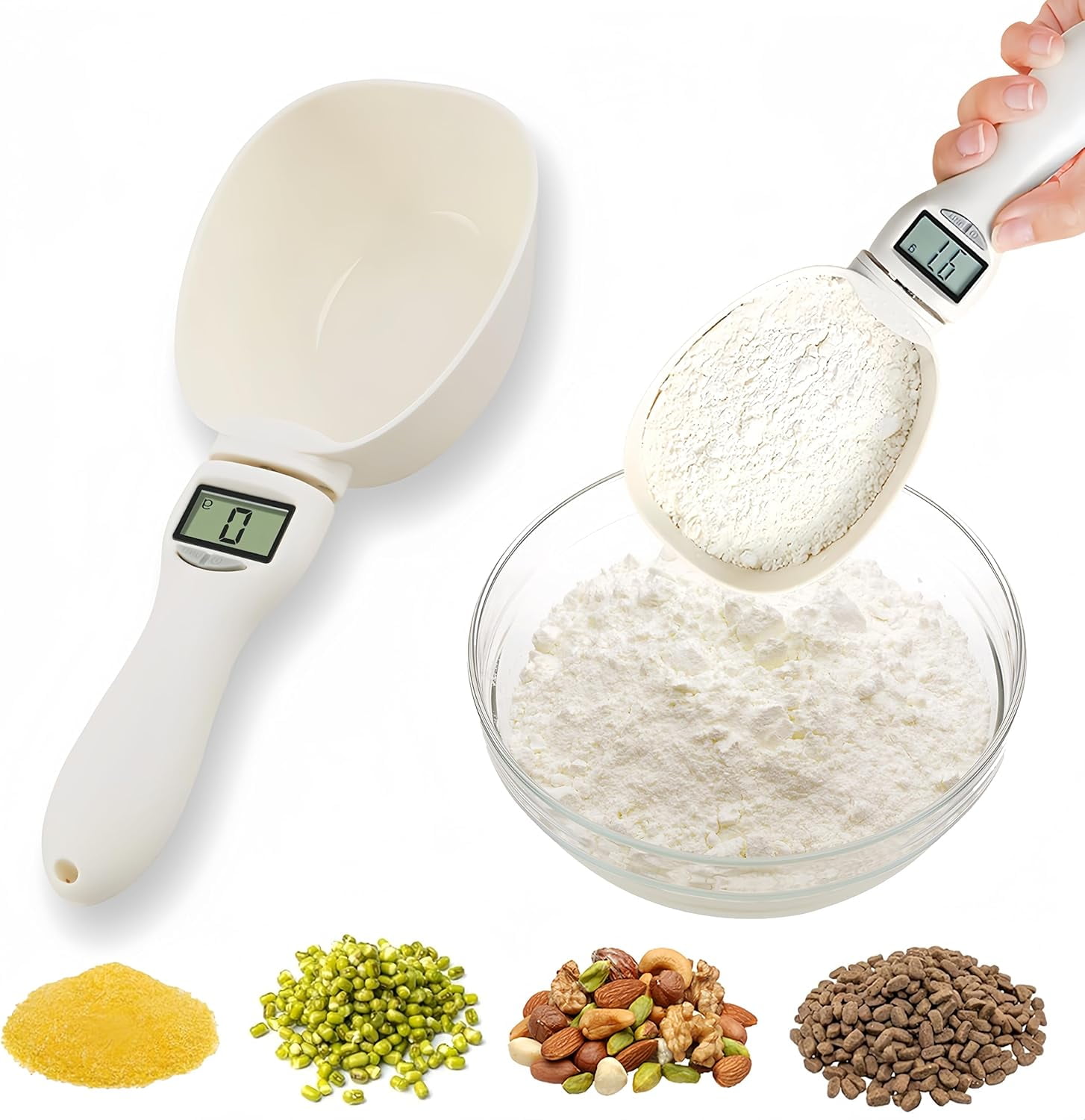 Digital Measuring Spoon, Electronic Food Measuring Scoop Scale with LCD Screen, 800g / 1g High Precision for Kitchen, Coffee, Spices and Dog Cat Food