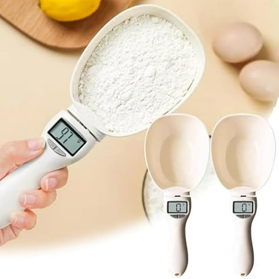 Digital Measuring Spoon Scale Adjustable Measuring Spoon Plastic Gram Measuring Spoons High Precision Electronic Measuring Spoon Portion Control Serving Spoons for Food Coffee Tea Flour Spices (2PCS)