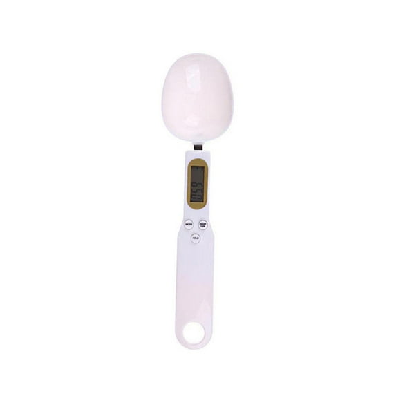 Digital Measuring Spoon Scale with LCD Display, 500g/0.1g Precision Kitchen Food Scale for Baking, Cooking, Diet, Pet Feeding, Portable and Easy to Use, Battery Operated, White