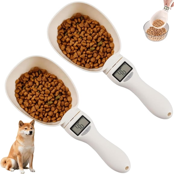 Digital Measuring Spoon Scale for Pet Feeding, Electronic Measuring Spoon with Conversion, Adjustable Digital Food Measuring Scoop Scale, Smart Adjustable Measure Cup, Electronic Kitchen Measuring Sp