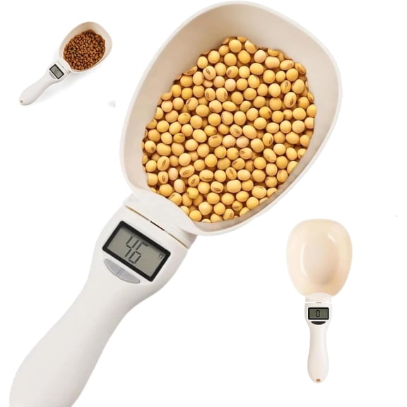 Digital Measuring Spoon Scale with LCD Display, Unit Conversion for Kitchen and Pet Food, Portable Electronic Scoop