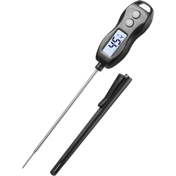 Digital Meat Thermometer Backlight,Waterproof Instant Read Food for Cooking Grilling BBQ Baking Liquids Beef Turkey (Black)