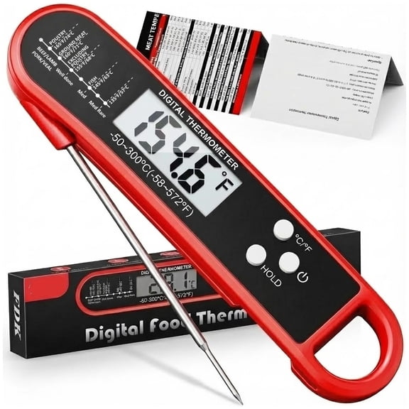 Digital Meat Thermometer for Cooking and Grilling - Instant Read Food Thermometer with IP67 Waterproof,Strong Magnet and Calibration - Professional Kitchen BBQ Probe for Turkey,Steak