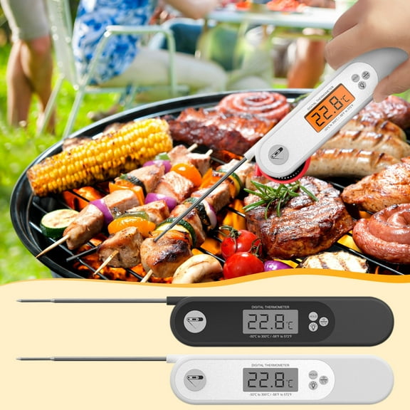 Digital Meat Thermometer, Fast Reading Barbecue Grill Thermometer with Large Backlit Screen, Folding Probe, -50掳C to 300掳C Range, Waterproof for Cooking, Grilling, BBQ