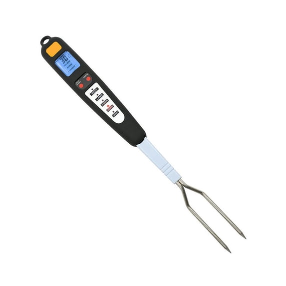 Digital Meat Thermometer Fork for Grilling and Barbecue Fast Read Electronic Probes with Ready Alarm Quick Accurate BBQ Temperature Turner for Steak Chicken Hot Grilled Food