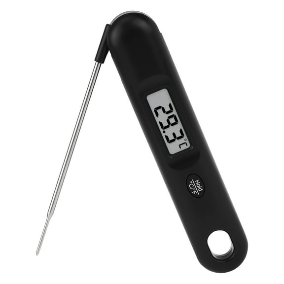Digital Meat Thermometer, Instant Read Foldable Food Thermometer, Cooking Thermometer for Home and Kitchen, Outside, Smoker Black,6.1x1.5x0.9 inch