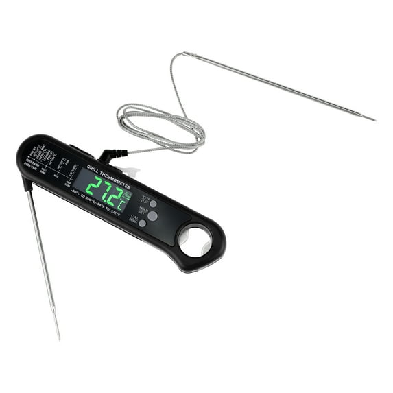Digital Meat Thermometer, Instant Read Food Thermometer, 2 in 1 Dual Probe Cooking Thermometer for Home and Kitchen Black,6.3x1.4x0.7 inch