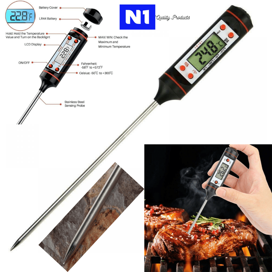  Instant Read Meat Thermometer, Digital Food Thermometer for  Cooking, Kitchen Candy Thermometer with Fahrenheit & Celsius (℉/℃) Switch  for Oil Deep Dry BBQ Grill Roast Turkey Smoker (red): Home & Kitchen
