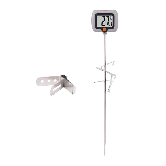 Digital Meat Thermometer, Instant Read Food Thermometer with Clip, Cooking Thermometer for Home and Kitchen, Outside, Smoker Grey 9.8in