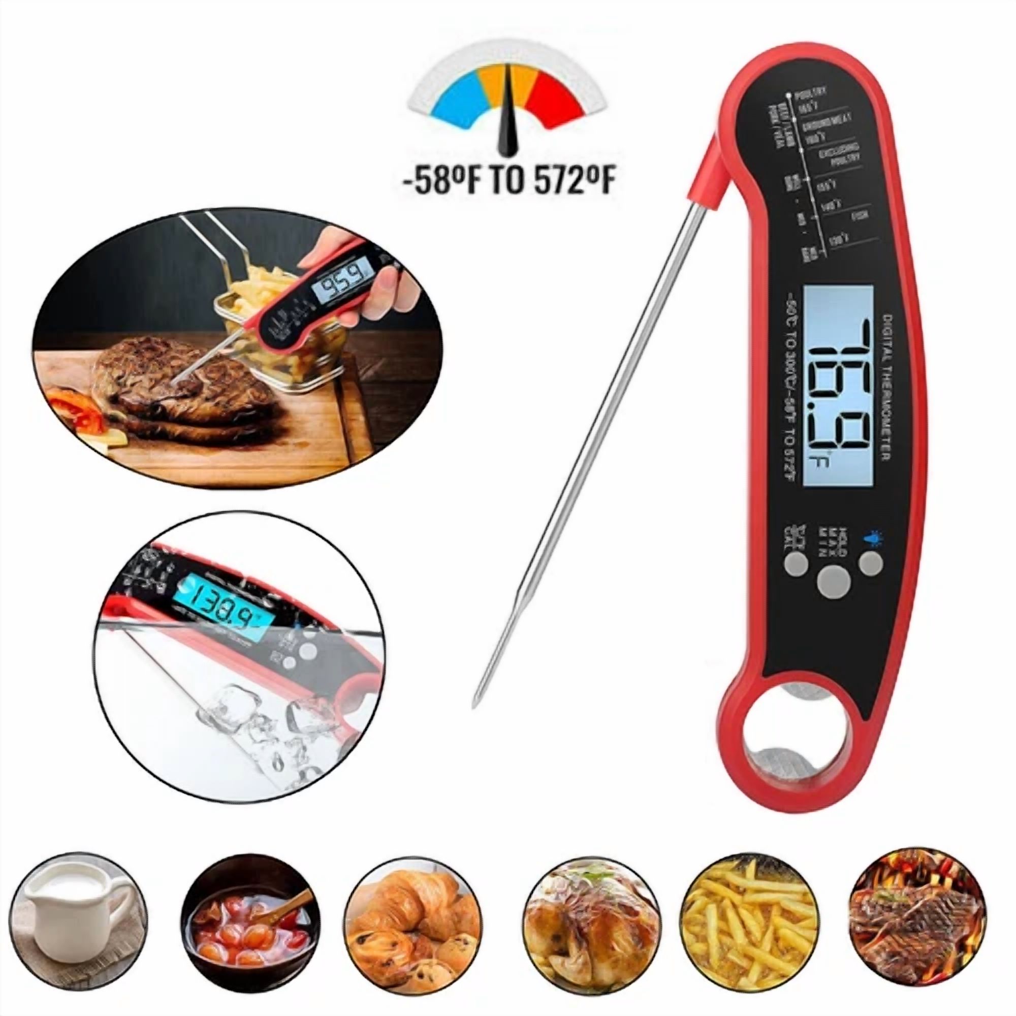 Digital Meat Thermometer Instant Read For Kitchen Food Cooking Bbq Grilling Us