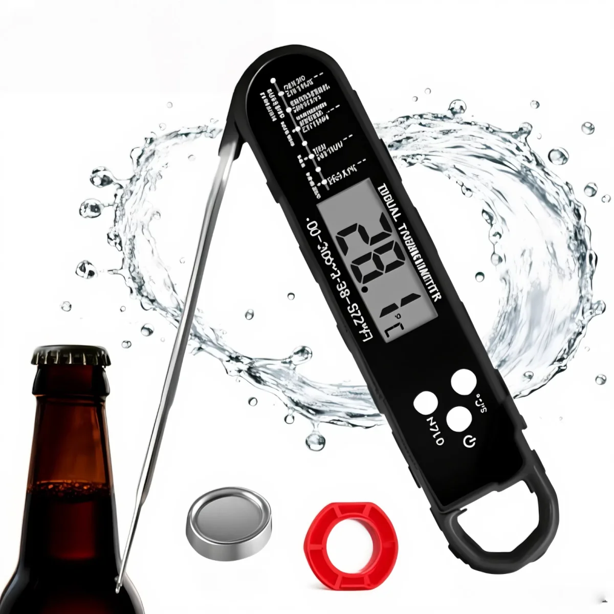 Digital Meat Thermometer for Grilling, Baking & Candy, Instant Read with Foldable Probe, Red/Black Dual Pack​