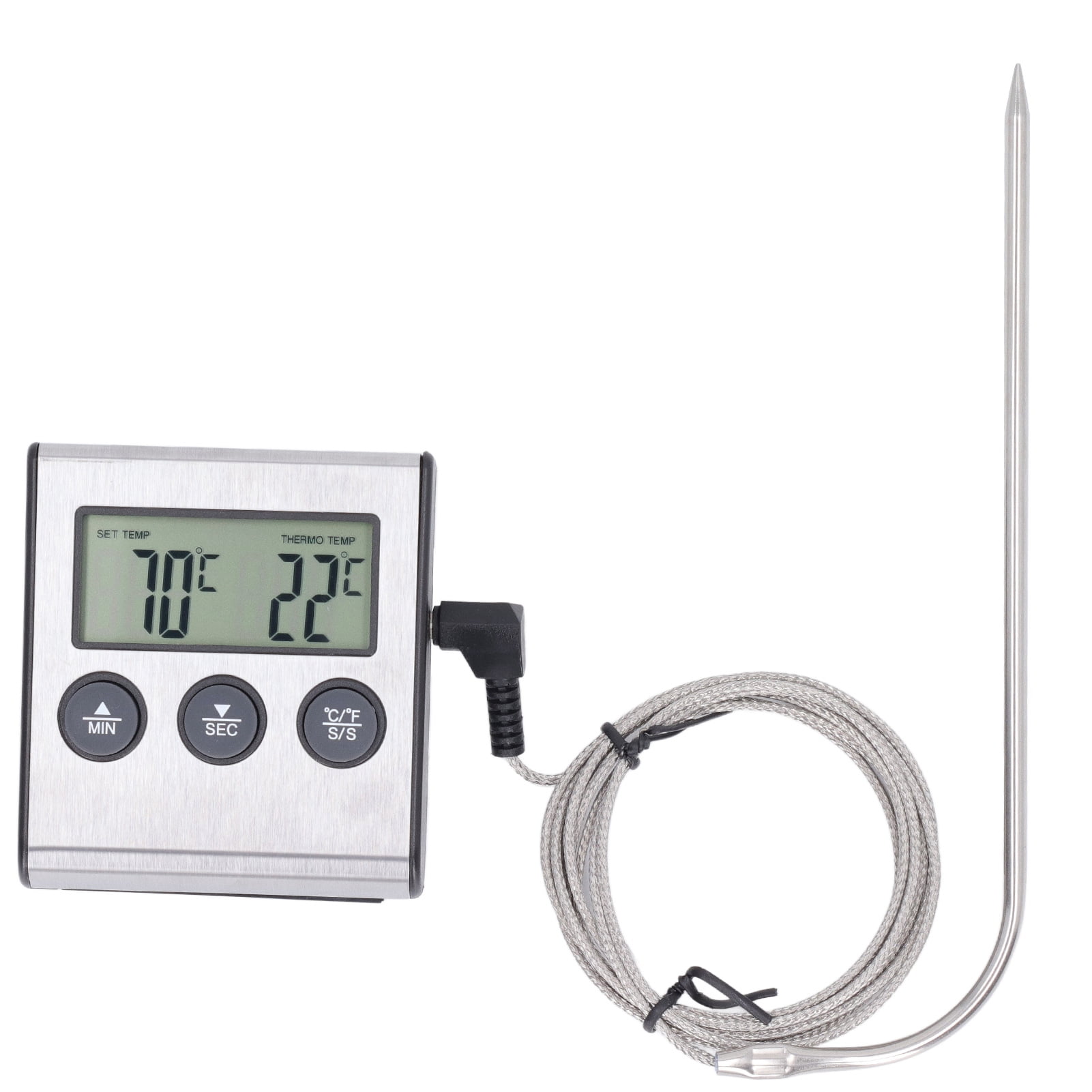Digital Meat Thermometer w/ Probe  Timer, Accurate Temp for Grilling, Roasting  Kitchen Use