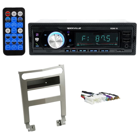 Rockville RDM18 Bundle: In Dash Digital Media Bluetooth AM FM MP3 USB Receiver, Metra 99-7404 Nissan Maxima 2004-2006 Dash Kit, Amp Harness, 3-items